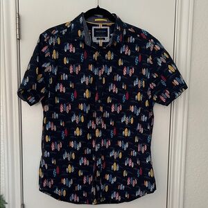 Denim & Flower Surfboard Print Shirt - Navy Multicolor